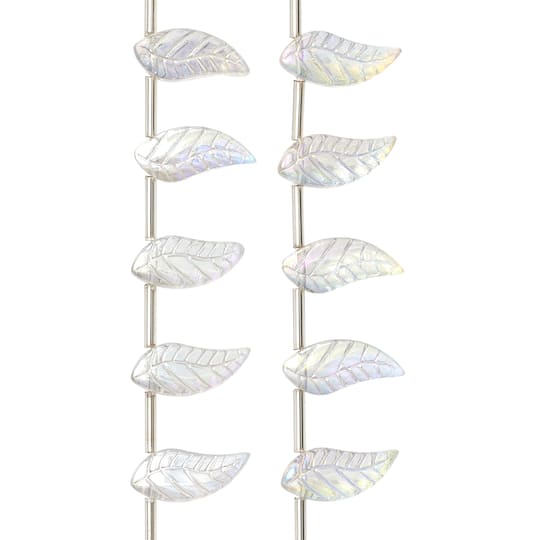 Clear Aurora Borealis Glass Leaf Beads, 17mm by Bead Landing™